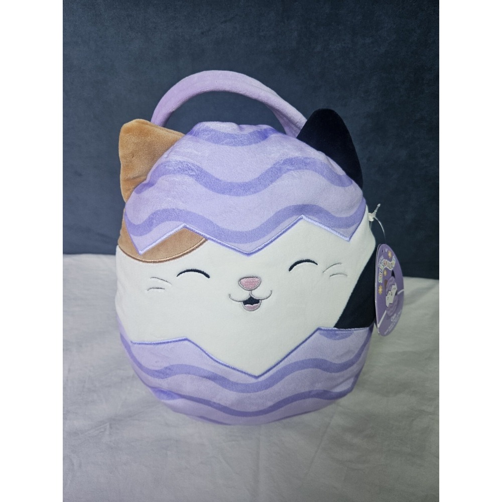 Squishmallows Cam the Cat Easter Basket Plush Purple Calico Kitty Jazwares 2024